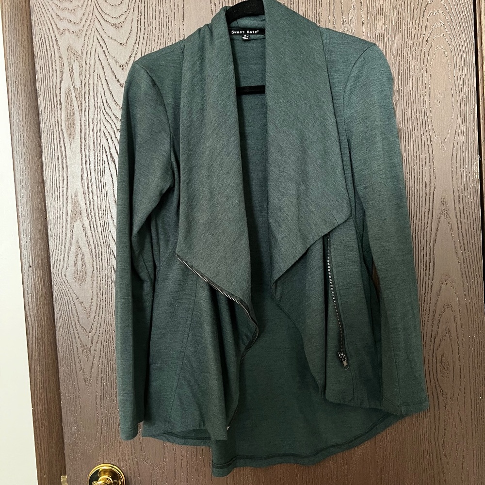 Sweet Rain Airport Cardigan in Green - Size: M